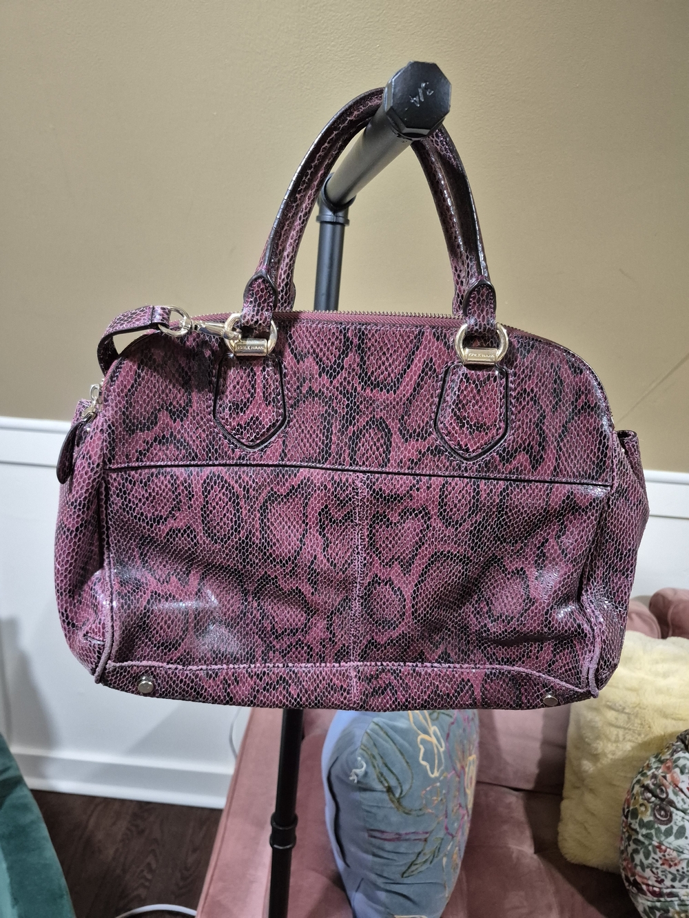 Cole Haan Raspberry Snake-Print Purse - Picture 2 of 13